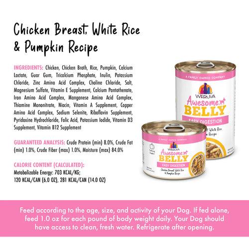 Weruva Awesome Functions Awesome Belly Chicken Breast, White Rice & Pumpkin Dog Food Recipe In Broth - 14oz