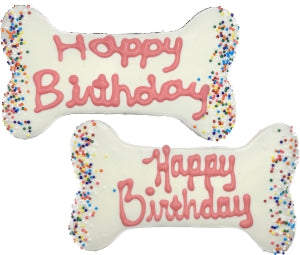 Happy Birthday Dog Bone 5.5" - Pink