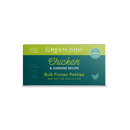 Green Juju Extras Chicken & Sardine - Frozen Patties - 18lb