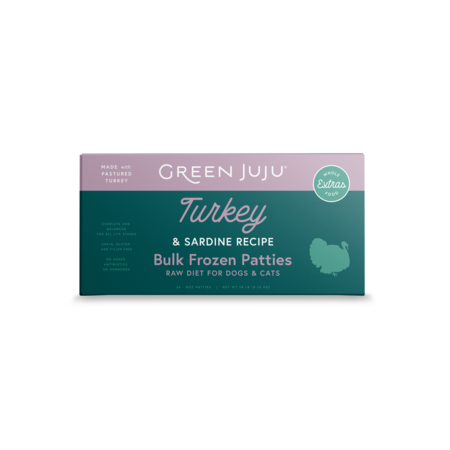 Green Juju Extras Turkey & Sardine - 18lb Frozen Patties