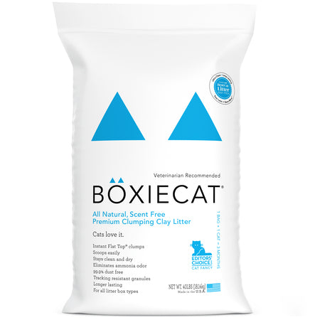 Boxie Cat Unscented Natural Clumping Clay Litter - 40lb