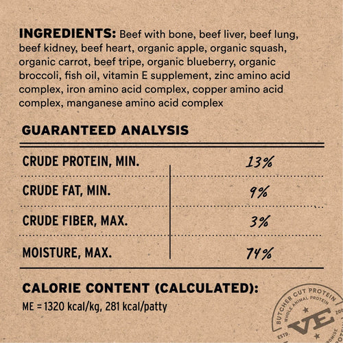 Vital Essentials Frozen Raw Fusion Beef Recipe Dog Food Patties - 4.7lb