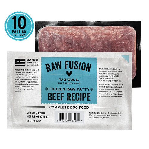 Vital Essentials Frozen Raw Fusion Beef Recipe Dog Food Patties - 4.7lb