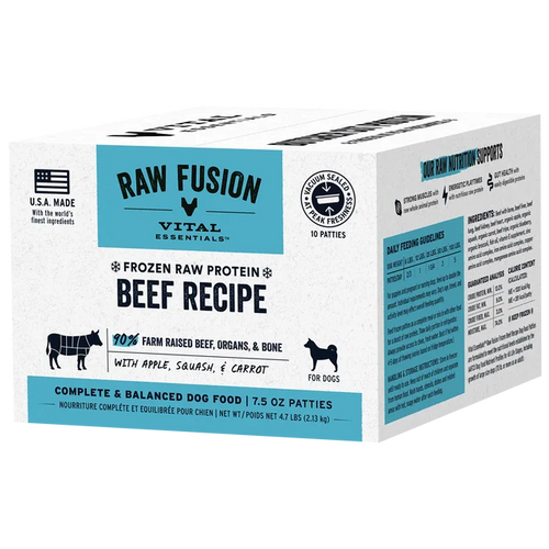 Vital Essentials Frozen Raw Fusion Beef Recipe Dog Food Patties - 4.7lb