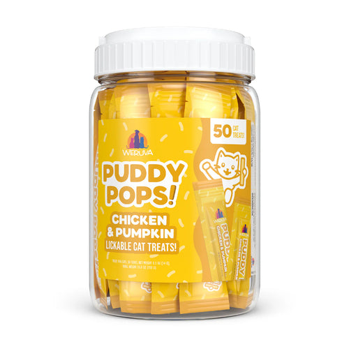 Weruva Puddy Pops! Lickable Chicken & Pumpkin Cat Treat - Tub of 50