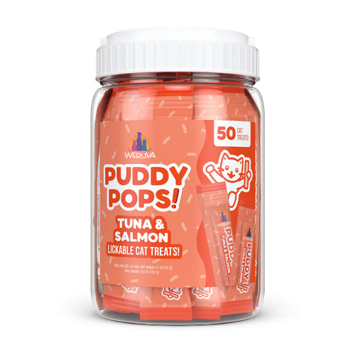 Weruva Puddy Pops! Lickable Tuna & Salmon Cat Treat - Tub of 50
