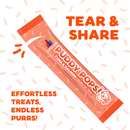Weruva Puddy Pops! Lickable Tuna & Salmon Cat Treat - Tub of 50
