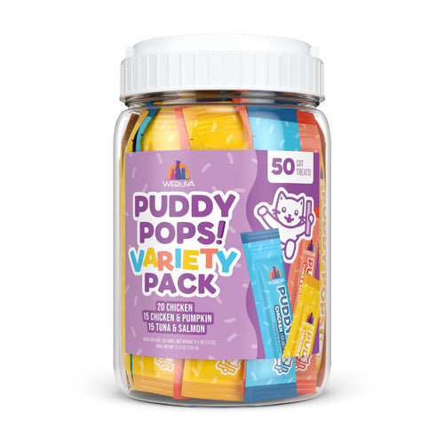 Weruva Puddy Pops Lickable Cat Treat Variety Tub of 50