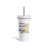 Yellow Labrador Dog Tumbler with Straw - White 16oz
