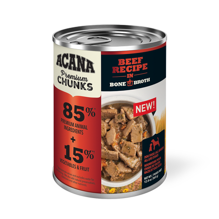 Acana Premium Chunks, Beef Recipe in Bone Broth Wet Dog Food