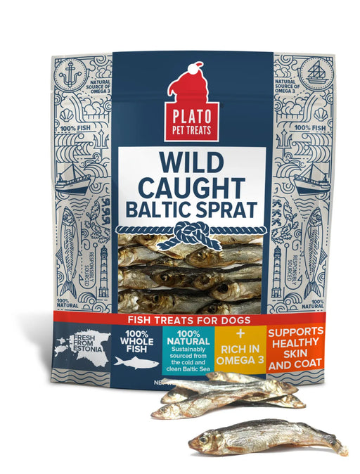 Plato Wild Caught Baltic Sprat Fish Dog Treat 3oz.