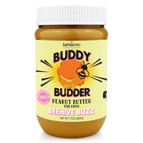 BEEHIVE BUZZ BUDDY BUDDER - 100% natural Dog Peanut Butter, Made in USA 17oz jar