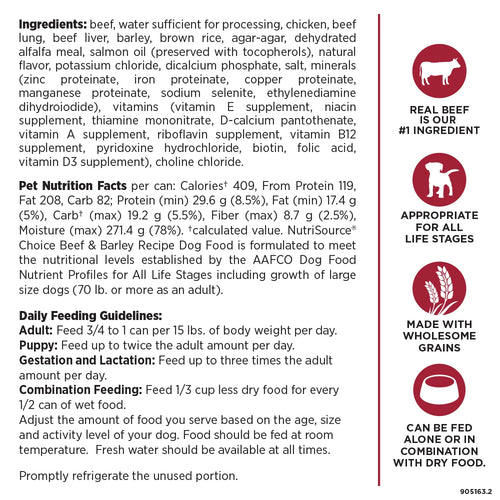 NutriSource® Choice Beef & Barley Wet Dog Food - 12.3oz