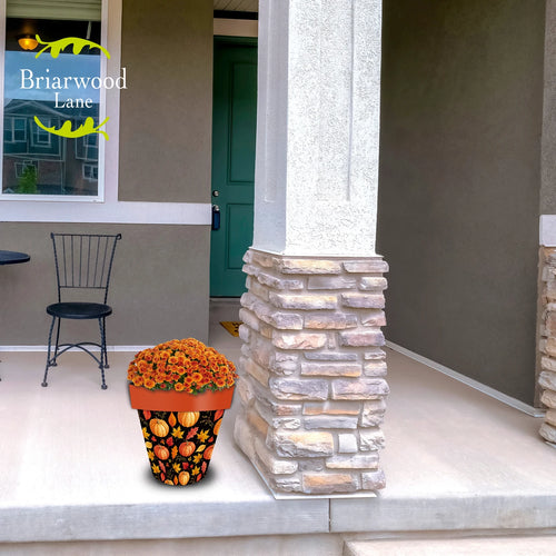 Fall Leaves and Pumpkins Medium Planter