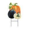 Checkered Pumpkins Fall Decorative Sculpted Metal Art