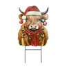 Holiday Highland Cow Sculpted Metal Art