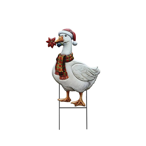 Christmas Goose Sculpted Metal Art
