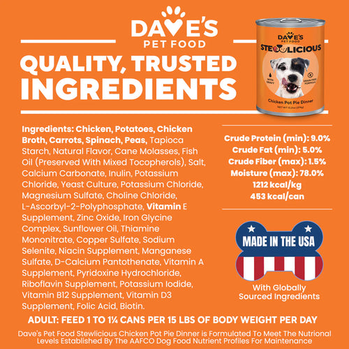 Dave's Pet Food Stewlicious Chicken Pot Pie Dinner for Dogs - 13.2oz