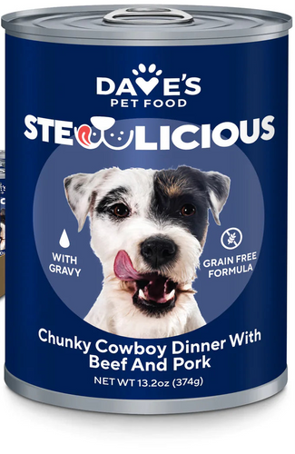 Dave's Pet Food Stewlicious Chunky Cowboy Dinner with Beef and Pork for Dogs - 13.2oz