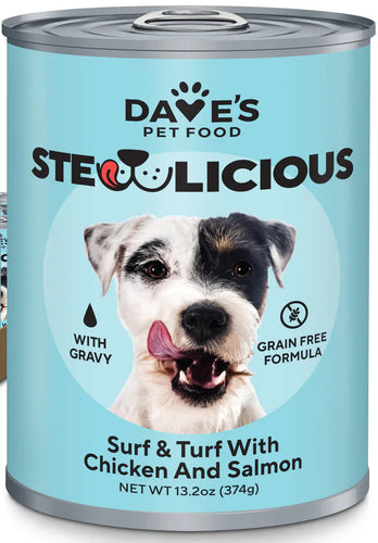 Dave's Pet Food Stewlicious Surf & Turf with Chicken and Salmon for Dogs - 13.2oz