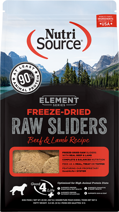 Nutri Source Element Series Freeze-Dried Beef & Lamb Recipe Raw Sliders - 20oz.