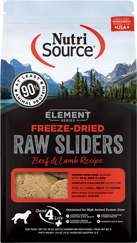 Nutri Source Element Series Freeze-Dried Beef & Lamb Recipe Raw Sliders - 20oz.