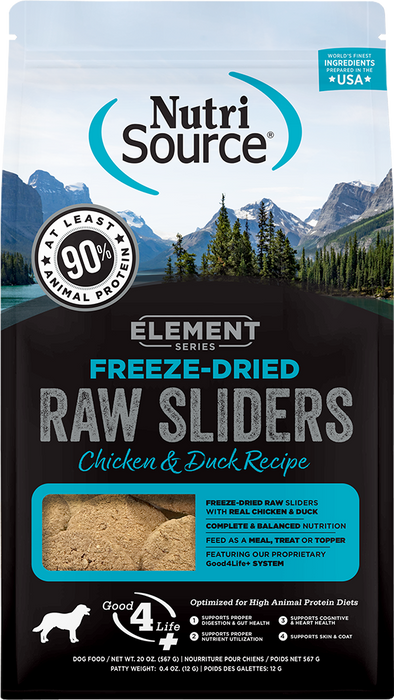 Nutri Source Element Series Freeze-Dried Chicken & Duck Recipe Raw Sliders - 20oz.