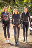 Black Watercolor Floral Long Sleeve 1/4 Zip Ladies Sun Shirt