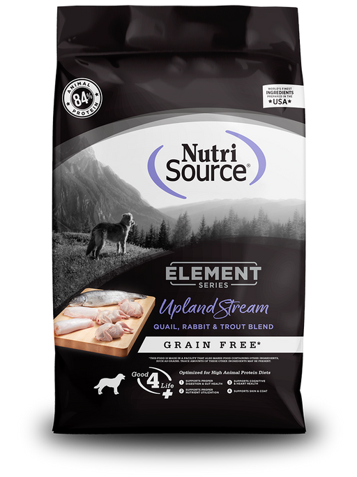 Nutri Source Element Series Upland Stream Recipe Grain Free Quail, Rabbit, & Trout Blend - 24lbs