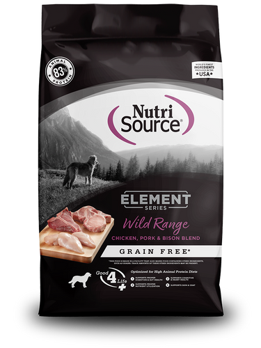 Nutri Source Element Series Wild Range Recipe Grain Free Chicken, Pork & Bison Blend - 24lbs