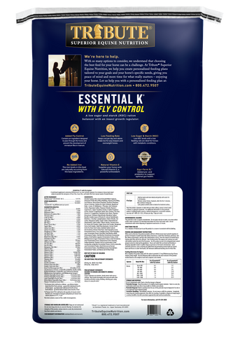 Tribute Essential K® with Fly Control, Pelleted, Low NSC Ration Balancer for Horses - 50lb