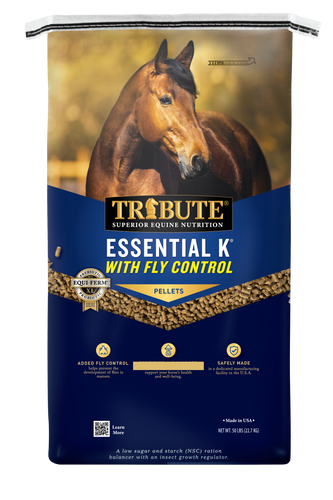 Tribute Essential K® with Fly Control, Pelleted, Low NSC Ration Balancer for Horses - 50lb