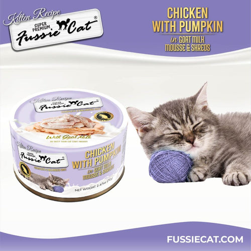 Fussie Cat Chicken with Pumpkin In Goat Milk Mousse & Shreds Kitten Recipe - 2.47oz