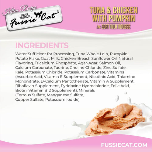 Fussie Cat Tuna & Chicken with Pumpkin In Goat Milk Mousse Kitten Recipe - 2.47oz