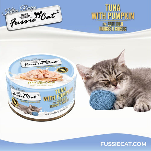 Fussie Cat Tuna with Pumpkin In Goat Milk Mousse & Shreds Kitten Recipe - 2.47oz