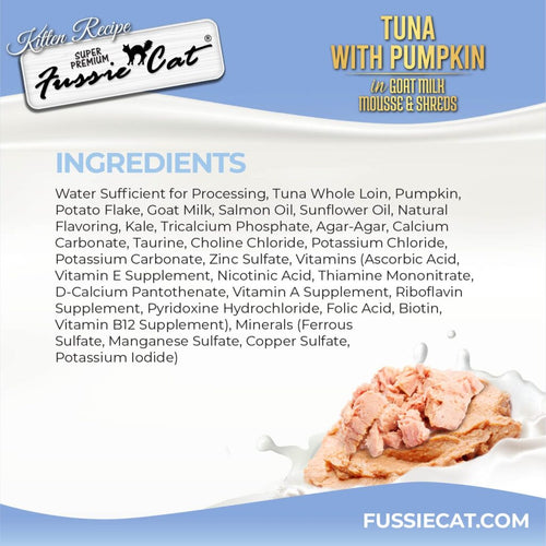 Fussie Cat Tuna with Pumpkin In Goat Milk Mousse & Shreds Kitten Recipe - 2.47oz
