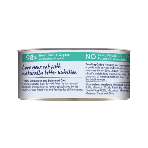 Feline Natural Beef & Hoki Feast Canned Cat Food - 3oz