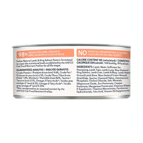 Feline Natural Lamb & King Salmon Feast Canned Cat Food - 3oz