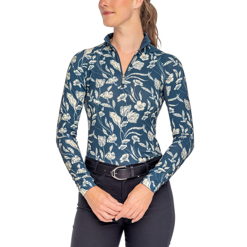 Kastel Denmark Sailor Blue French Tulip Long Sleeve 1/4 Zip Ladies Sun Shirt