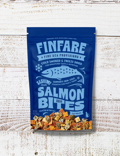 FINFARE Freeze-Dried  Salmon Skin Bites for Cats - 1oz Cat Treat