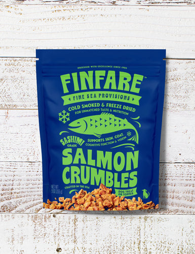 FINFARE Freeze-Dried Salmon Crumbles for Dogs - 2oz Dog Treat
