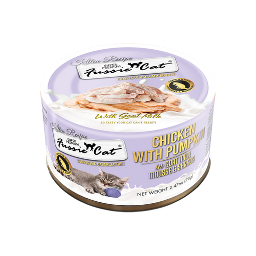 Fussie Cat Chicken with Pumpkin In Goat Milk Mousse & Shreds Kitten Recipe - 2.47oz
