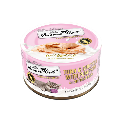 Fussie Cat Tuna & Chicken with Pumpkin In Goat Milk Mousse Kitten Recipe - 2.47oz