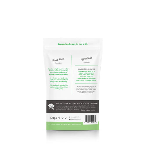 Green Juju Bison Liver Trainers Freeze-Dried Single-Ingredient Treats - 3oz