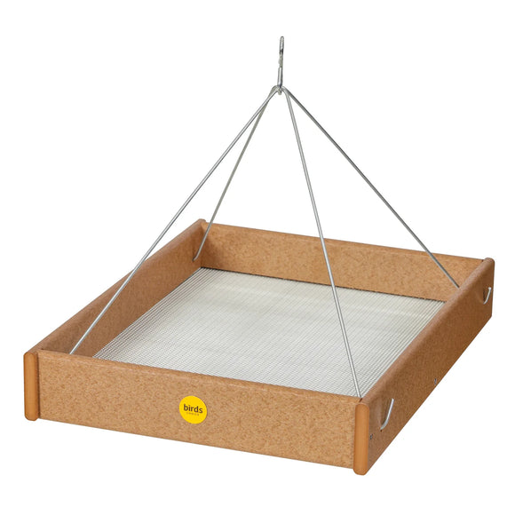 Large Hanging Platform Bird Feeder in Caramel Recycled Plastic