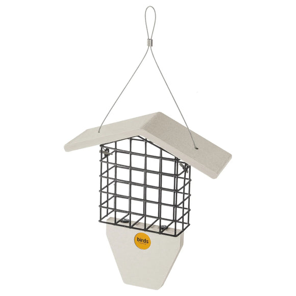 Suet Feeder with Tail Prop for Single Cake in Sea Salt Recycled Plastic
