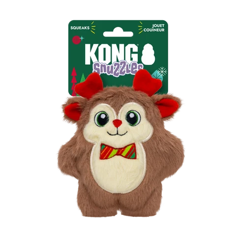 KONG Holiday Snuzzles Bow Tie Reindeer - Small Dog Toy