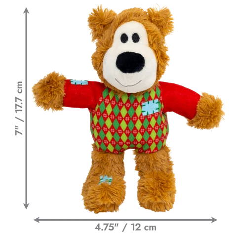 KONG Holiday Wild Knots Sweater Bear Red - Small/Medium Dog Toy