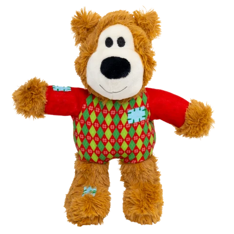 KONG Holiday Wild Knots Sweater Bear Red - Small/Medium Dog Toy
