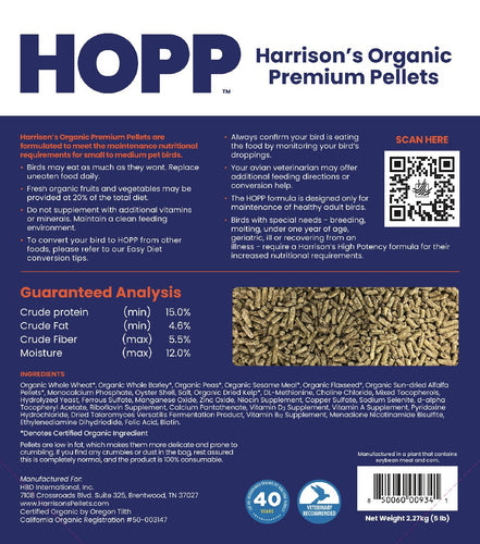 Harrison’s Organic Premium Pellets*- 1lb